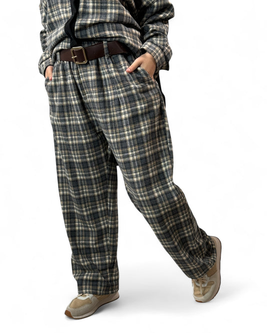 LONDON - PANTALON ECOSSAIS BLEU JUSQU'A LA TAILLE 48/50