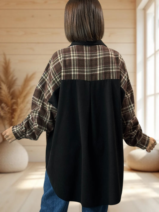 CAMBRIDGE - CHEMISE ECOSSAISE MARRON JUSQU'A LA TAILLE 54