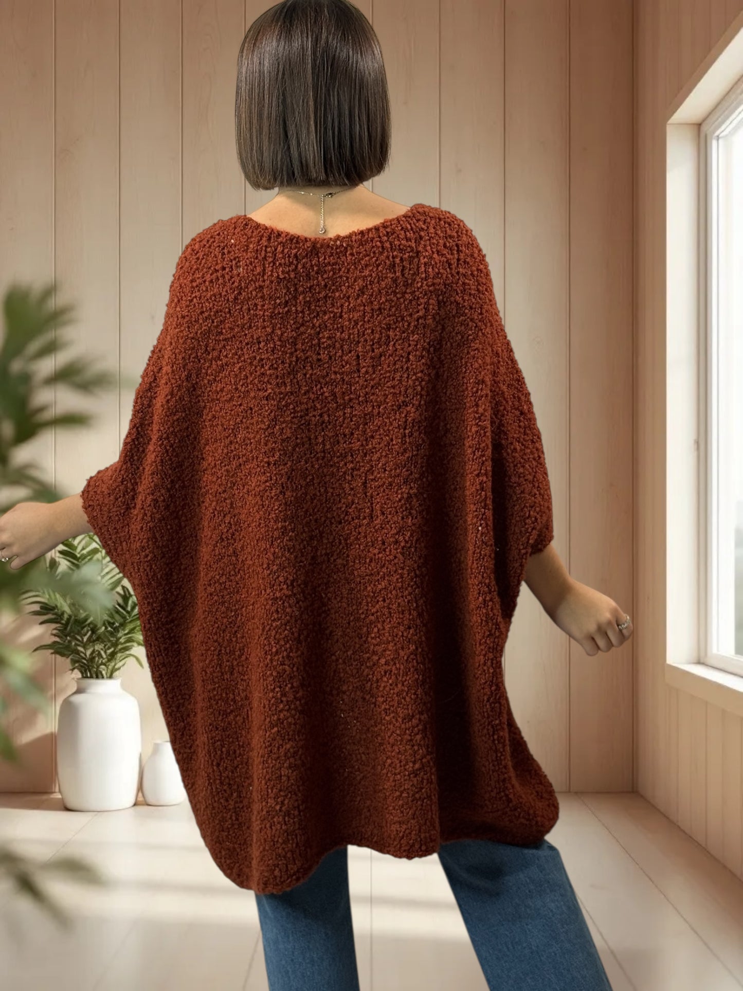 CAMILLE - PULL ROUX OVERSIZE JUSQU'A LA TAILLE 58