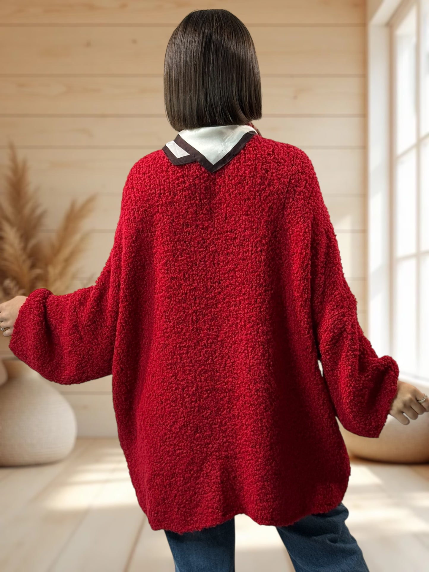 LAETITIA - PULL ROUGE OVERSIZE JUSQU'A LA TAILLE 58