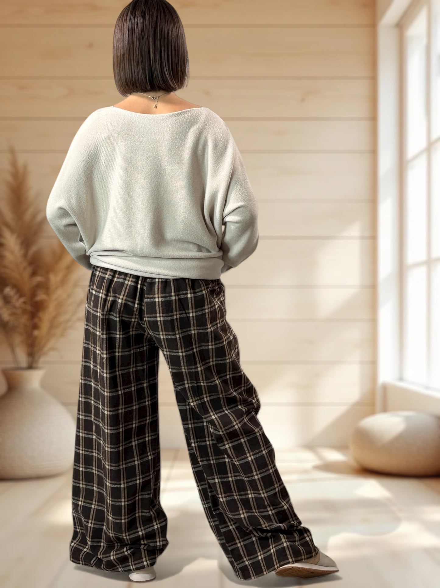 NEWCASTLE - PANTALON ECOSSAIS MARRON JUSQU'A LA TAILLE 52