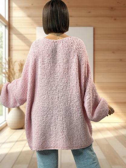 LAETITIA - PULL ROSE OVERSIZE JUSQU'A LA TAILLE 58