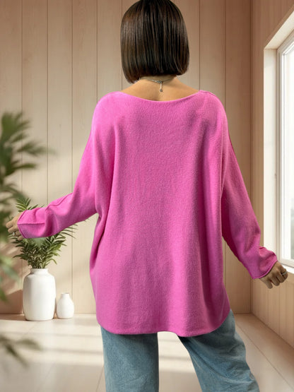 ORLANE - PULL OVERSIZE ROSE JUSQU'A LA TAILLE 54