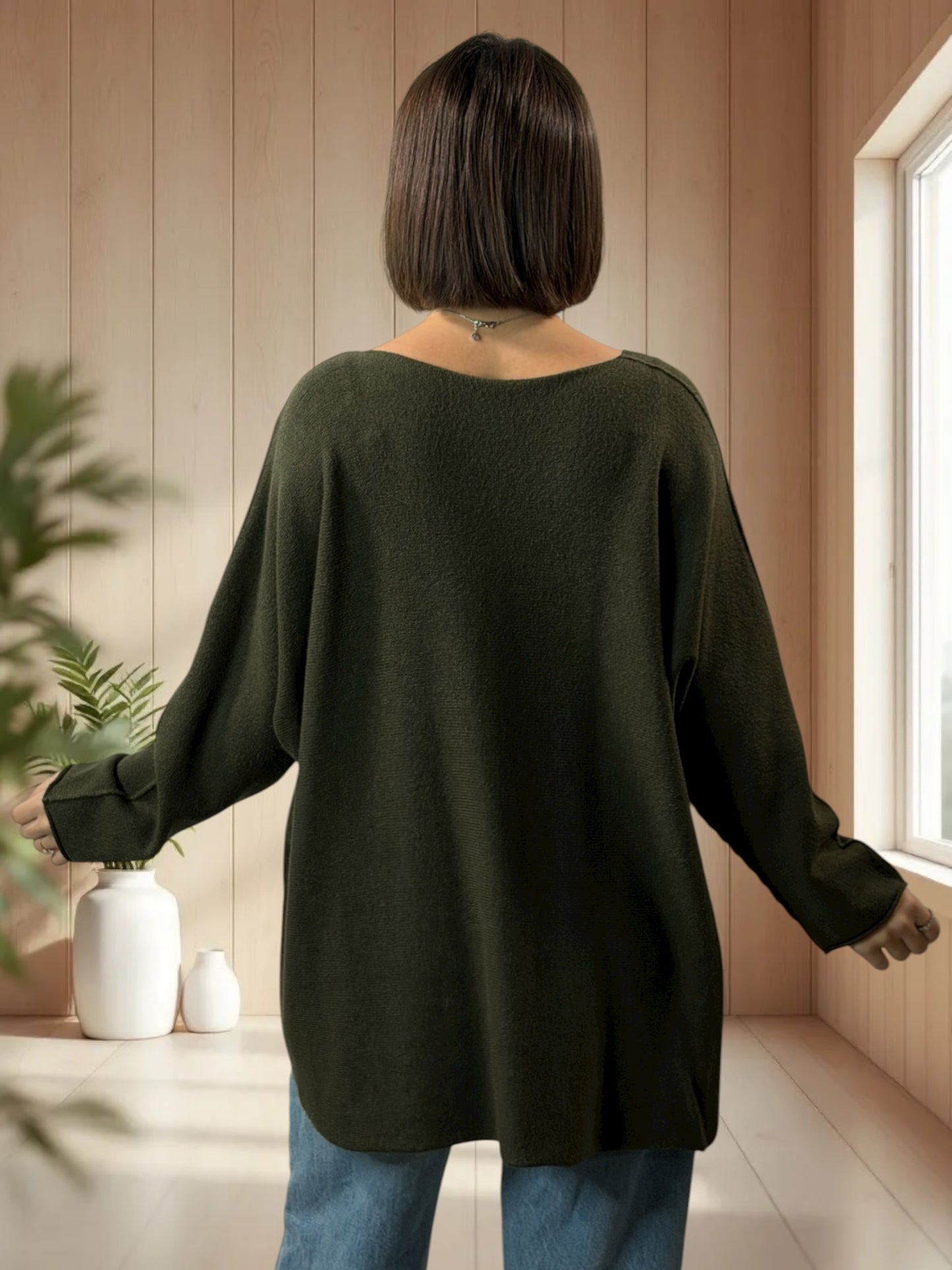 CHOUCHOU - PULL OVERSIZE KAKI JUSQU'A LA TAILLE 54