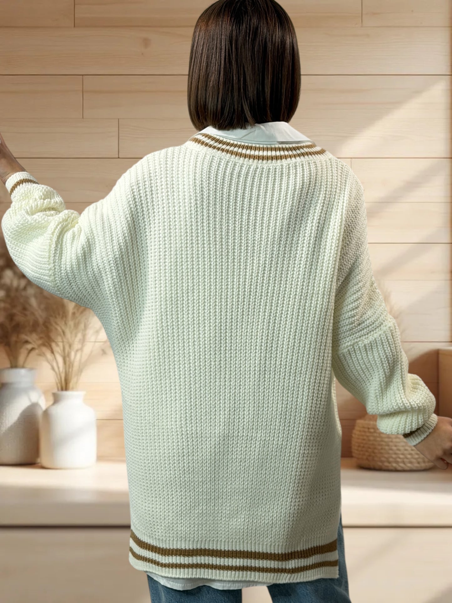 NANOU - PULL OVERSIZE BLANC CASSE JUSQU'A LA TAILLE 52