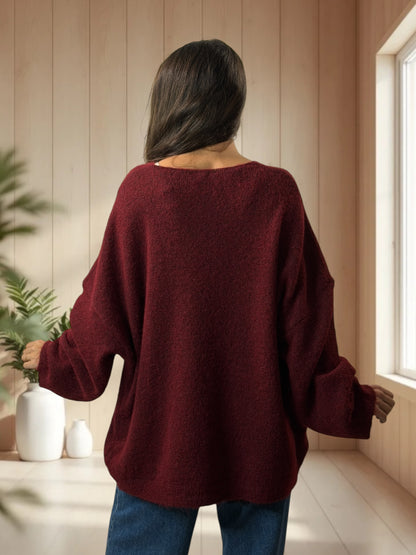 CLAUDIO - PULL BORDEAUX LOGO BOHEME JUSQU'A LA TAILLE 54/56