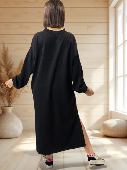 KATARINA - ROBE SCINTILLANTE EN MAILLE NOIRE OVERSIZE JUSQU'A LA TAILLE 52