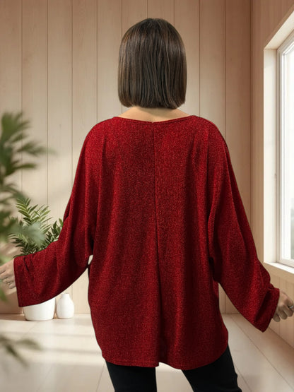 LAURY - TOP ROUGE SCINTILLANT JUSQU'A LA TAILLE 54/56