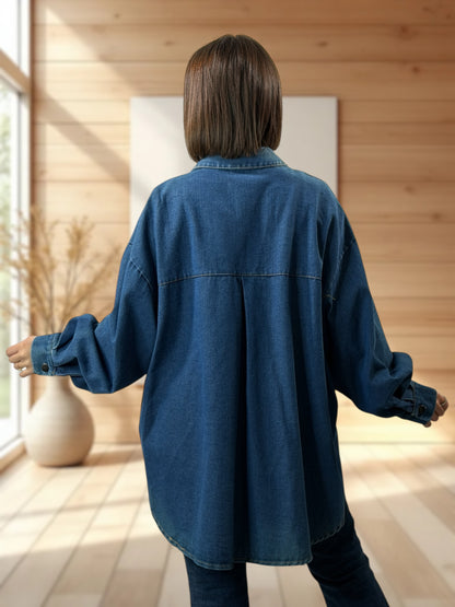 JORDAN - CHEMISE OVERSIZE EN JEAN JUSQU'A LA TAILLE 54/56