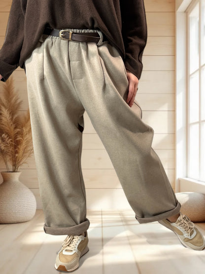 VICTOR - PANTALON TAUPE AVEC SA CEINTURE JUSQU'A LA TAILLE 50