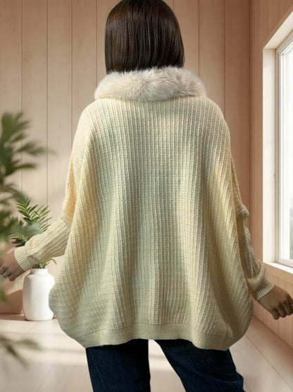 JOY - PULL COL EN FAUSSE FOURRURE JUSQU'A LA TAILLE 54