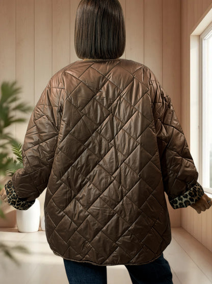 DEBORAH - DOUDOUNE MARRON INTERIEUR LEOPARD TAILLE 44 A 50