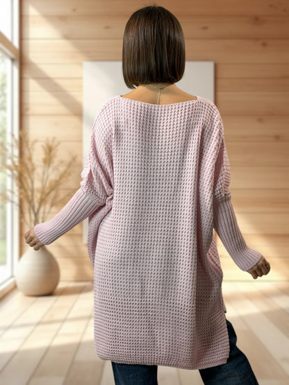 OLIVIA - PULL OVERSIZE ROSE JUSQU'A LA TAILLE 56/58