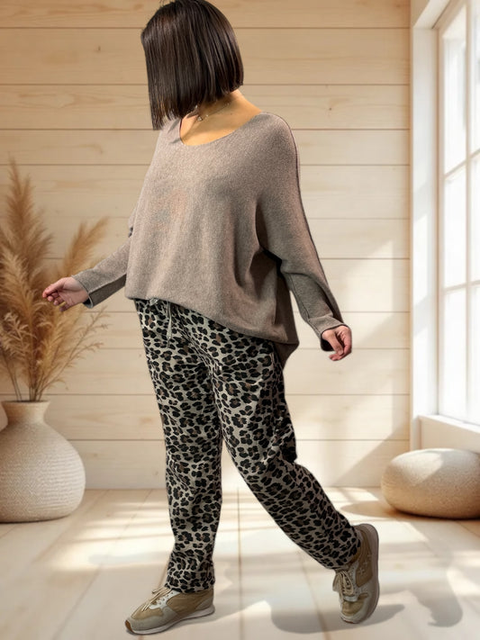 SAUVAGE - PANTALON SPORTSWEAR LEOPARD JUSQU'A LA TAILLE 48