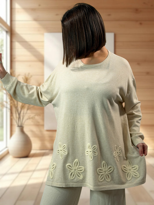 CLEMENTINE - ENSEMBLE EN MAILLE BEIGE JUSQU'A LA TAILLE 50