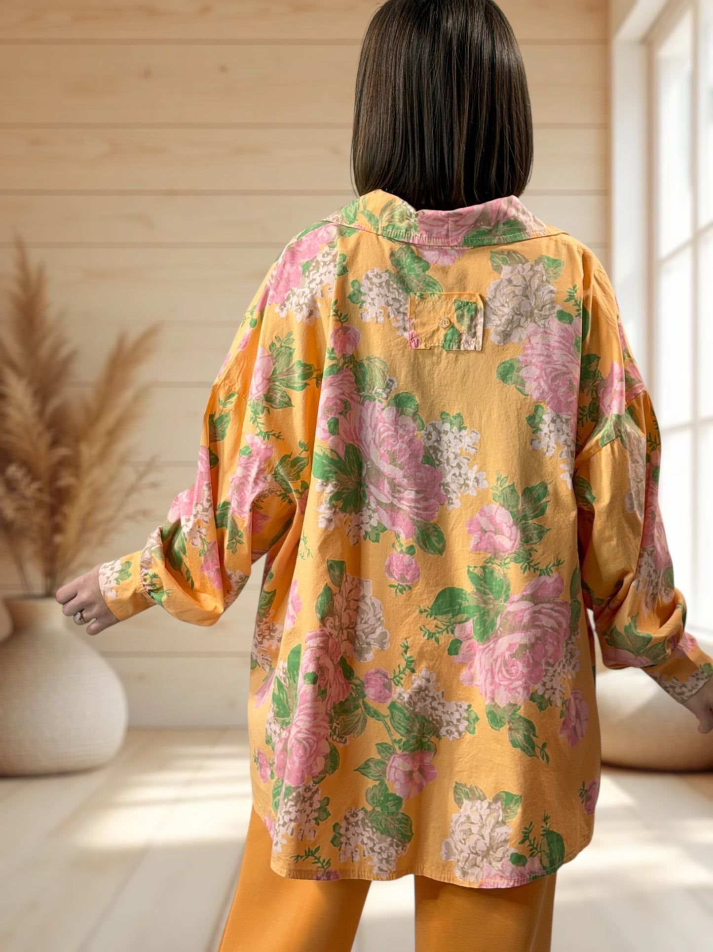 DONATELLA - BLOUSE ABRICOT A FLEUR JUSQU'A LA TAILLE 54