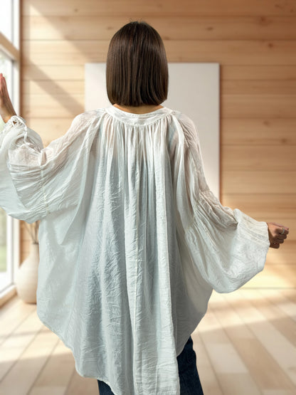 ANGELICA  - TUNIQUE OVERSIZE BLANCHE JUSQU'A LA TAILLE 60