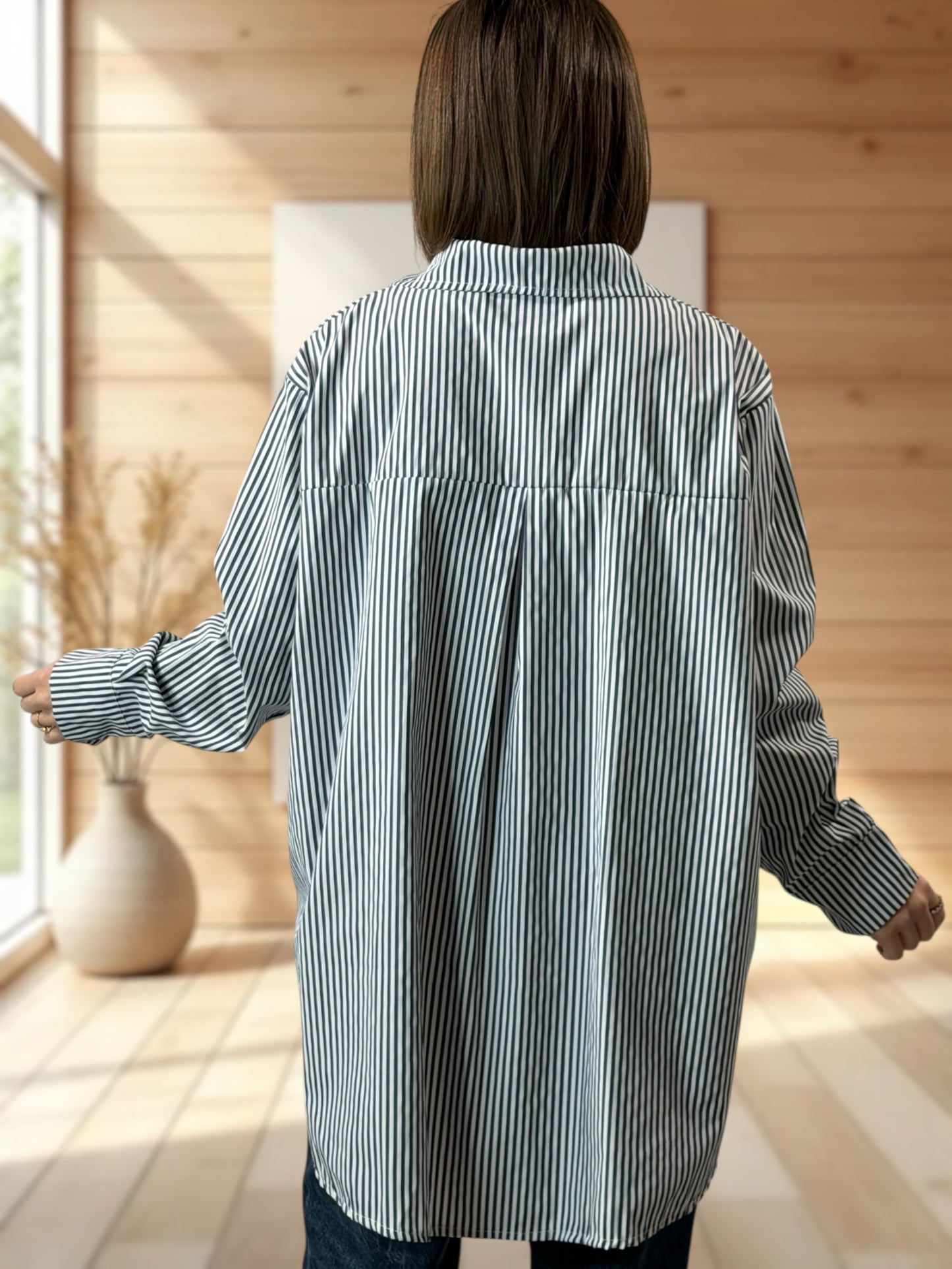CHOUCHOU - CHEMISE OVERSIZE A RAYURE JUSQU'A LA TAILLE 52
