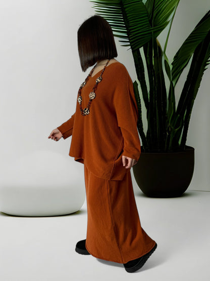 FAUSTINE - ENSEMBLE EN MAILLE ROUX JUSQU'A LA TAILLE 52/54
