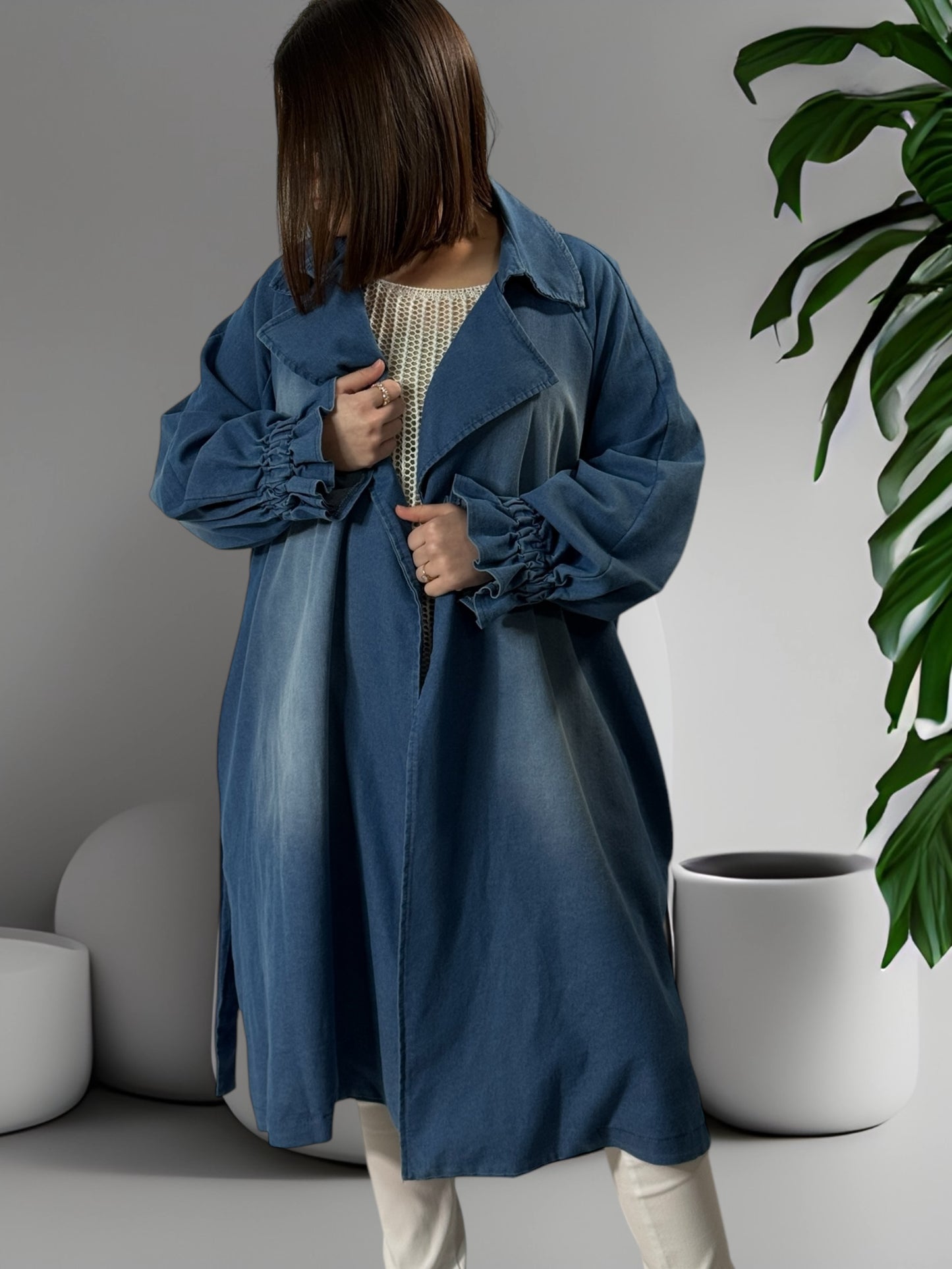 NATHAN - TRENCH EN JEAN OVERSIZE JUSQU'A LA TAILLE 54