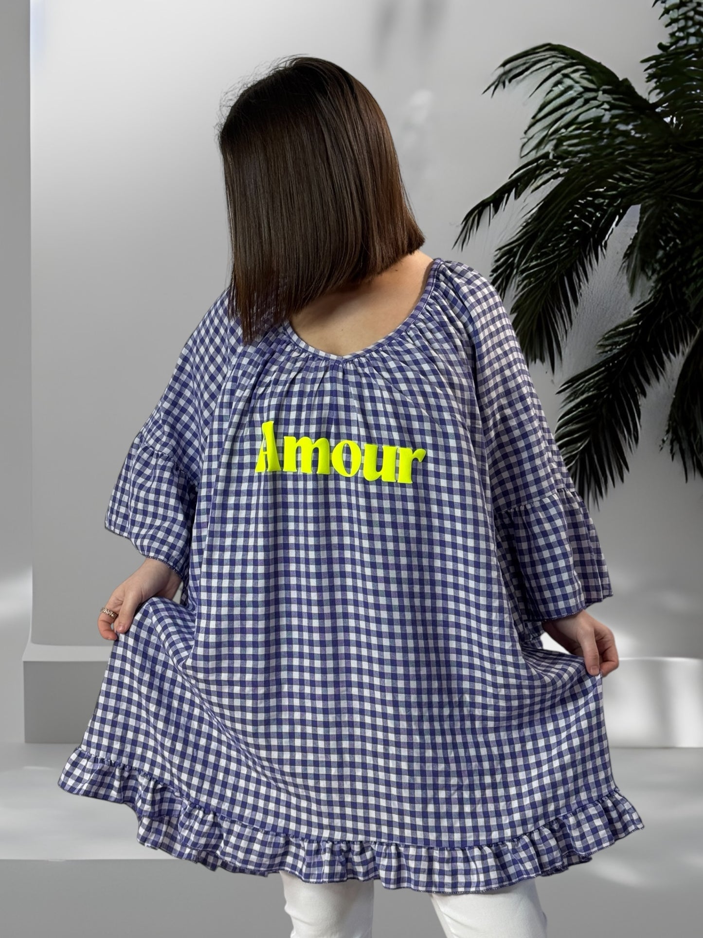 MERYL - TUNIQUE VICHY VIOLET JUSQU'A LA TAILLE 54/56