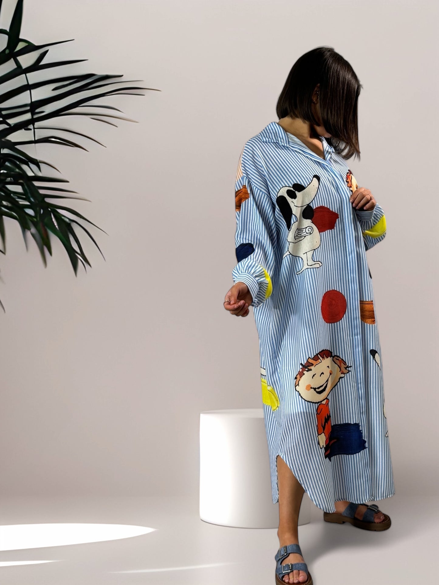 LINETTE - ROBE CHEMISE OVERSIZE A MOTIF JUSQU'A LA TAILLE 52