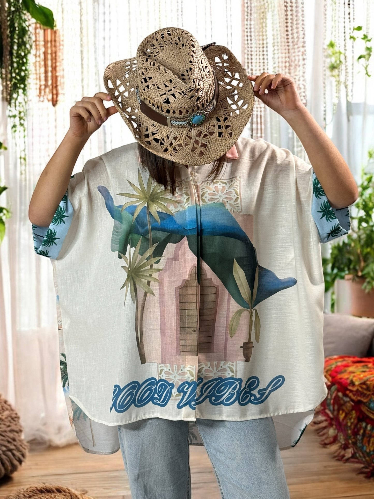 NATHY - CHEMISE OVERSIZE AVEC MOTIF JUSQU'A LA TAILLE 56