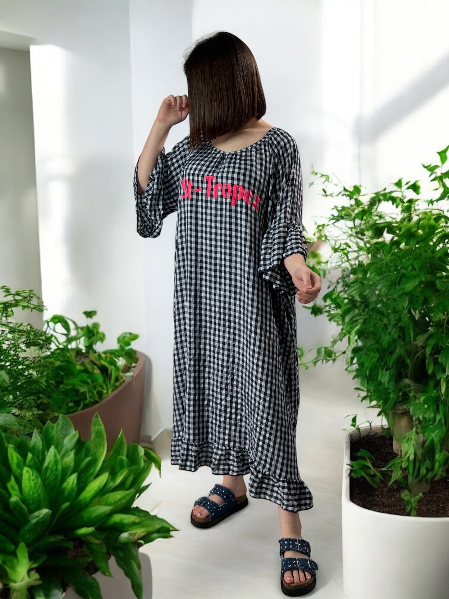 ST TROPEZ - ROBE VICHY MARINE JUSQU'A LA TAILLE 52