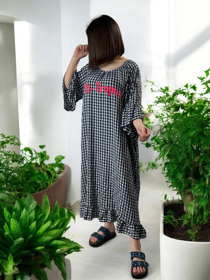 ST TROPEZ - ROBE VICHY MARINE JUSQU'A LA TAILLE 52