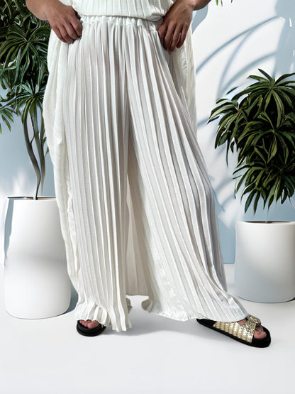 COCKTAIL - ENSEMBLE BLANC TUNIQUE ET PANTALON  OVERSIZE JUSQU'A LA TAILLE 56