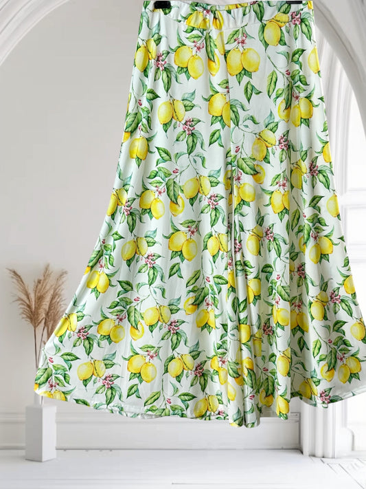 NOUGAT - PANTALON PALAZZO MOTIF CITRON TAILLE 46 A 54