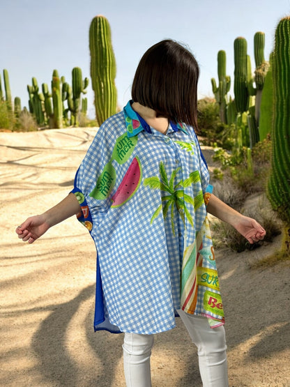 HONOLULU - TUNIQUE OVERSIZE AVEC MOTIF JUSQU'A LA TAILLE 58