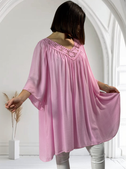 LOLITA - TUNIQUE OVERSIZE ROSE JUSQU'A LA TAILLE 58