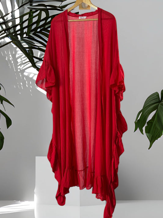 HAPINESS - KIMONO ROUGE OVERSIZE JUSQU'A LA TAILLE 60