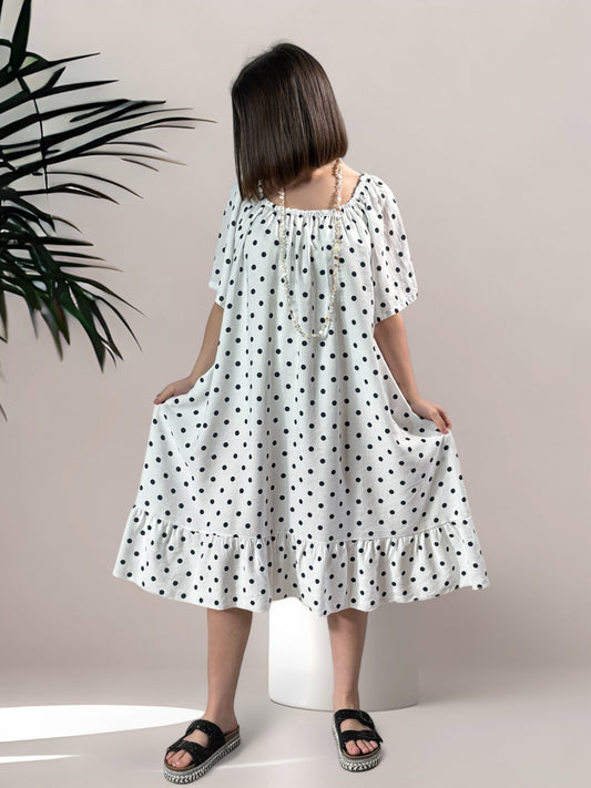 ALICE - ROBE OVERSIZE BLANCHE A POIS JUSQU'A LA TAILLE 54