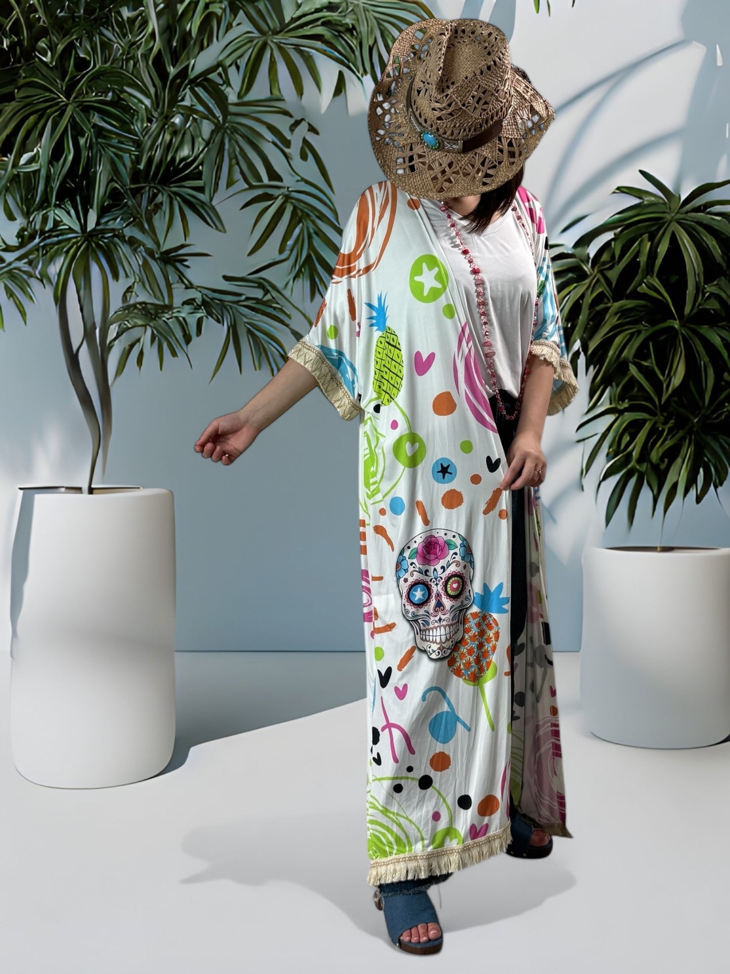 SANTAFEE - KIMONO FLUIDE OVERSIZE JUSQU'A LA TAILLE 56/58 REF3