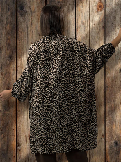 FELINE - CHEMISE OVERSIZE LEOPARD JUSQU'A LA TAILLE 58