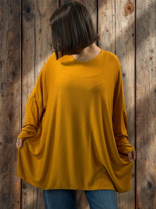CAPRIO - PULL CURRY EN MAILLE FLUIDE JUSQU'A LA TAILLE 54