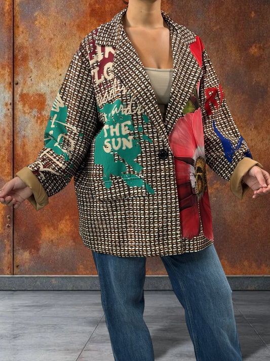 MARICAO - VESTE OVERSIZE MOTIF FLEUR JUSQU'A LA TAILLE 52