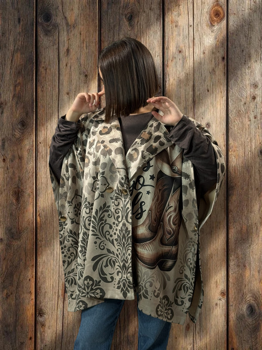 CEZANNE - VESTE CAPE EN SUEDINE JUSQU'A LA TAILLE 60