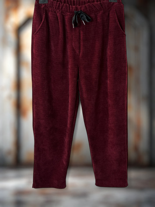 LEON - PANTALON EN VELOURS BORDEAUX TAILLE 44 A 50