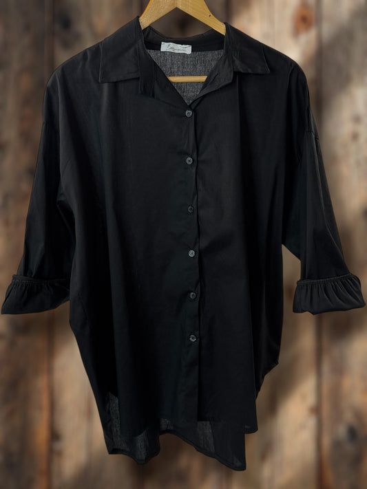 MARINA - CHEMISE OVERSIZE NOIRE JUSQU'A LA TAILLE 52