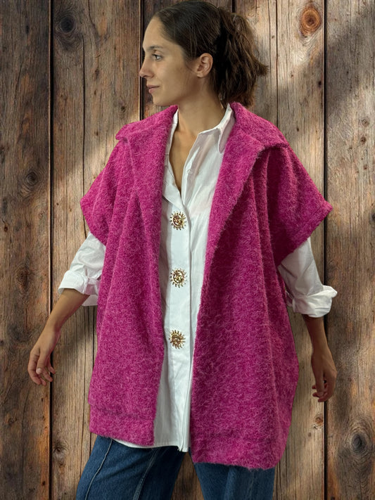 JACK - GILET FUCHSIA SANS MANCHE AVEC COL JUSQU'A LA TAILLE 54