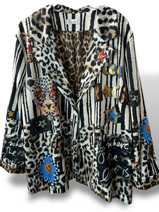 NATALIA - VESTE OVERSIZE MOTIF TIGRE JUSQU'A LA TAILLE 52/54