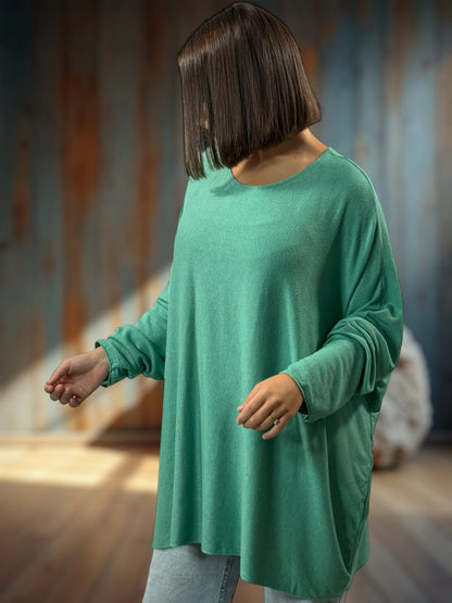 CAPRIO - PULL VERT EN MAILLE FLUIDE JUSQU'A LA TAILLE 54