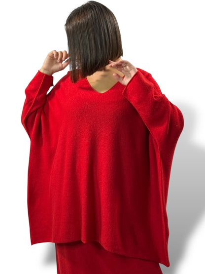 FAUSTINE - ENSEMBLE EN MAILLE ROUGE JUSQU'A LA TAILLE 52/54
