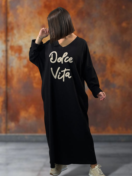 NINON - ROBE OVERSIZE NOIRE DOLCE VITA JUSQU'A LA TAILLE 54/56