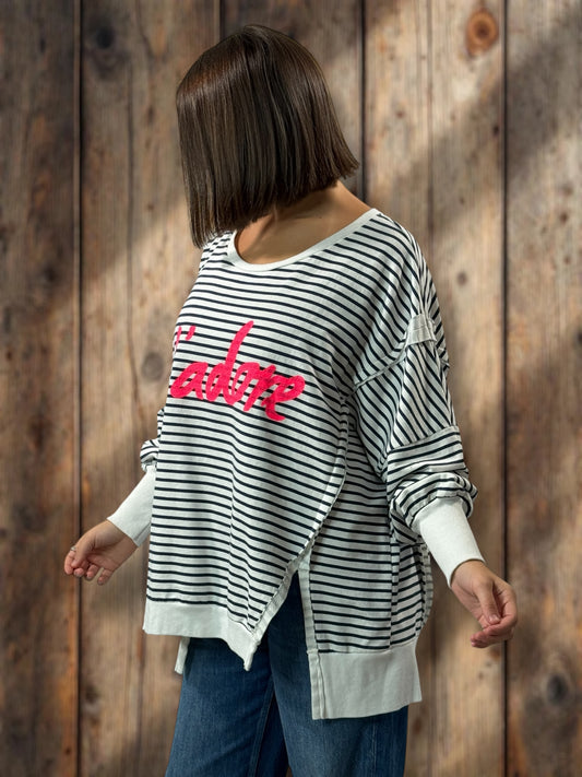 BIARRITZ - SWEAT MARINIERE OVERSIZE JUSQU'A LA TAILLE 52