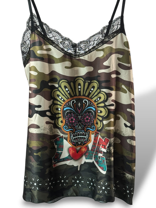 SERENA - TOP SOYEUX MOTIF SKULL