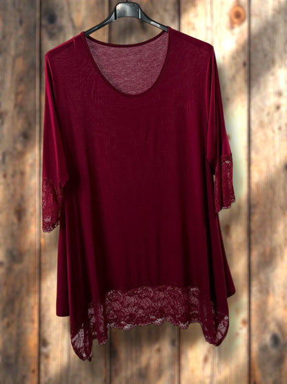 CINDY - TOP BORDEAUX TAILLE 46 A 56/58